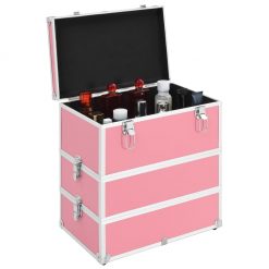 Kovček za ličila 37x24x40 cm roza aluminij