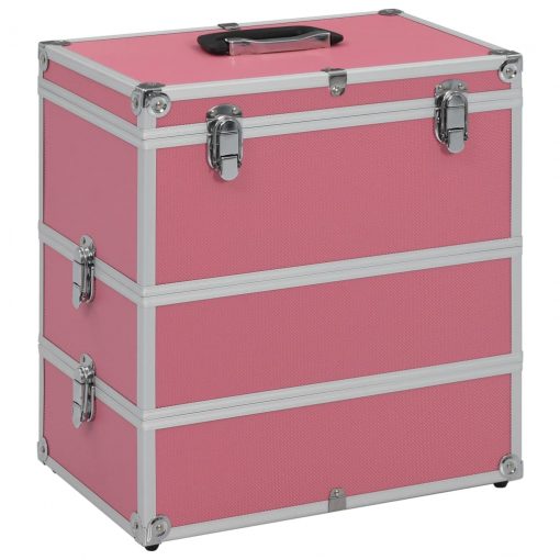 Kovček za ličila 37x24x40 cm roza aluminij