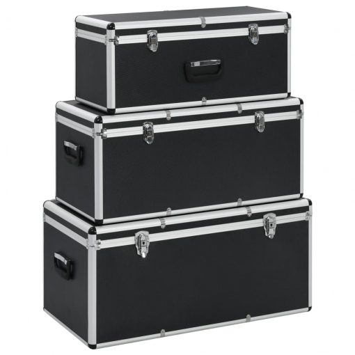 Kovčki za shranjevanje 3 kosi črn aluminij