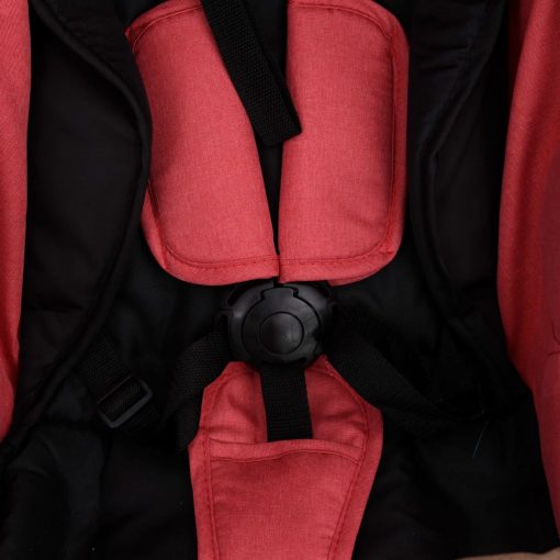 Otroški voziček 3 v 1 rdeč in črn jeklen