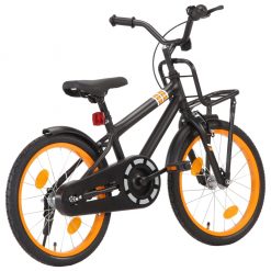 Otroško kolo s prednjim prtljažnikom 18" črno in oranžno