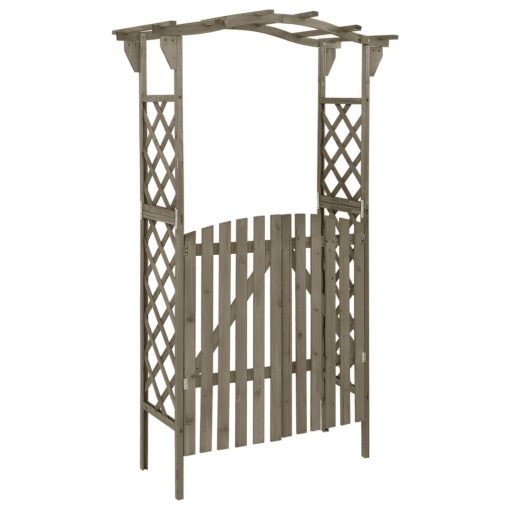 Pergola z vrati 116x40x204 cm siva trden les jelke