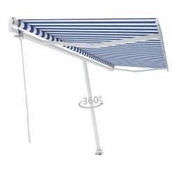 Prostostoječa avtomatska tenda 500x350 cm modra/bela