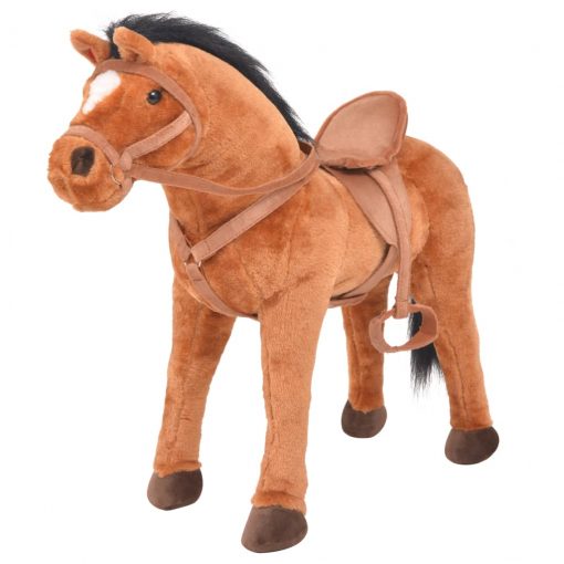 Stoječi konj iz pliša rjave barve