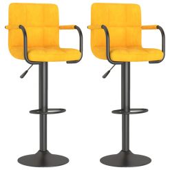 Barski stolčki 2 kosa gorčično rumen žamet