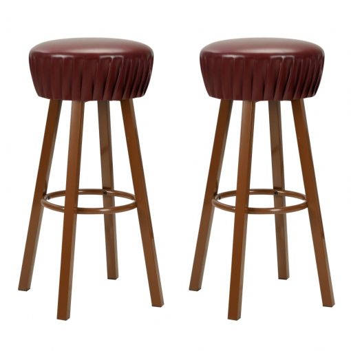Barski stoli 2 kosa umetno usnje rjave barve