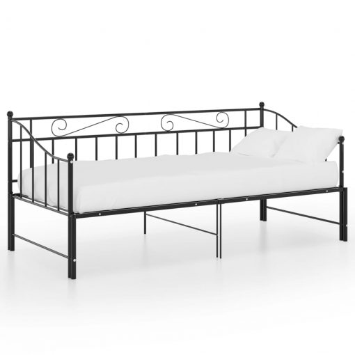 Izvlečni posteljni okvir črn iz kovine 90x200 cm