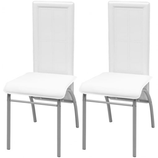 Jedilni stoli 2 kosa belo umetno usnje