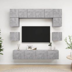 Komplet TV omaric 8-delni betonsko siva iverna plošča