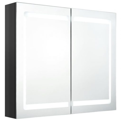 LED kopalniška omarica z ogledalom sijoče črna 80x12x68 cm