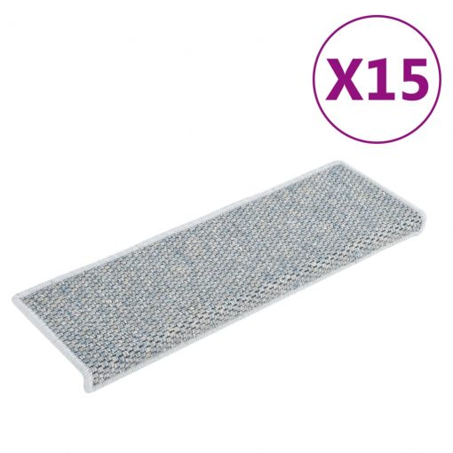 Samolepilne preproge za stopnice sisal 15 kosov 65x25 cm modre