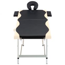 2-conska zložljiva masažna miza aluminij črne in bež barve