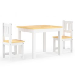 3-delni komplet otroške mize in stolov bel in bež MDF