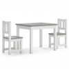 3-delni komplet otroške mize in stolov bel in siv MDF