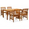 3058086 5 Piece Garden Dining Set with Cushions Solid Acacia Wood (45962+2x312128)