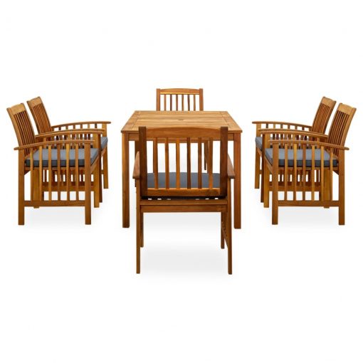 3058089 7 Piece Garden Dining Set with Cushions Solid Acacia Wood (45962+2x312131)