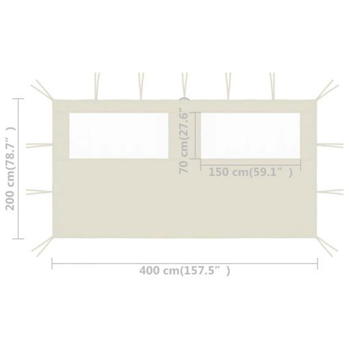 3070421 Gazebo Sidewall with Windows 4x2 m Cream (315310)