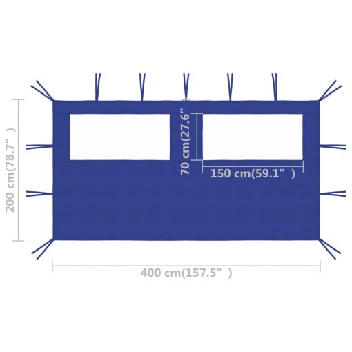 3070422 Gazebo Sidewall with Windows 4x2 m Blue (315311)