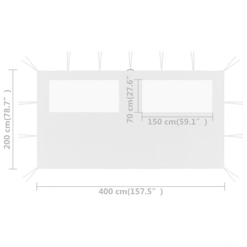 3070424 Gazebo Sidewall with Windows 4x2 m White (315313)