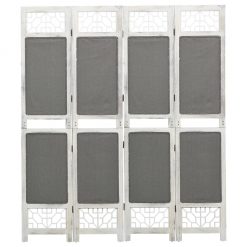 338555 4-Panel Room Divider Grey 140x165 cm Fabric