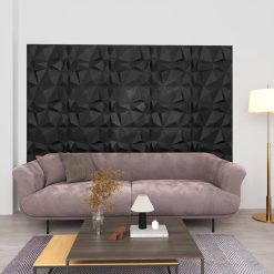 3D stenski paneli 12 kosov 50x50 cm diamantno črni 3 m²