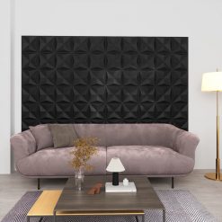 3D stenski paneli 24 kosov 50x50 cm origami črni 6 m²
