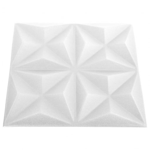 3D stenski paneli 48 kosov 50x50 cm origami beli 12 m²