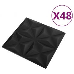 3D stenski paneli 48 kosov 50x50 cm origami črni 12 m²