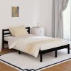 810429 Bed Frame Solid Wood Pine 120x200 cm Black