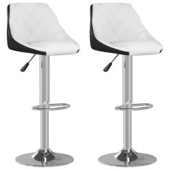 Barski stolčki 2 kosa belo in črno umetno usnje