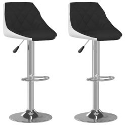 Barski stolčki 2 kosa črno in belo umetno usnje