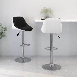 Barski stolčki 2 kosa črno in belo umetno usnje