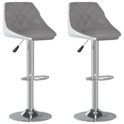 Barski stolčki 2 kosa sivo in belo umetno usnje