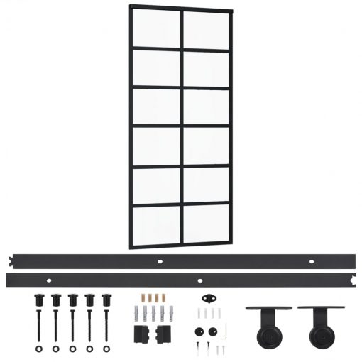 Drsna vrata z opremo ESG steklo in aluminij 90x205 cm