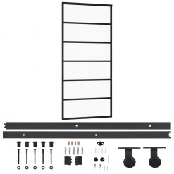 Drsna vrata z opremo ESG steklo in aluminij 90x205 cm