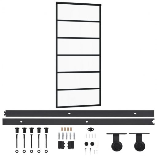 Drsna vrata z opremo ESG steklo in aluminij 90x205 cm