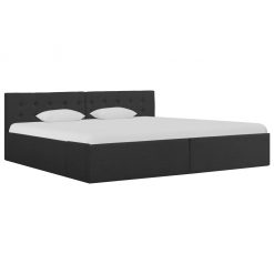 Dvižni posteljni okvir temno sivo blago 180x200 cm