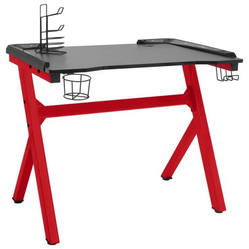 Gaming miza LED Y-oblike črna in rdeča 110x60x75 cm