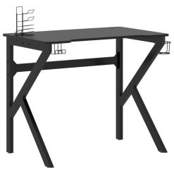 Gaming miza z nogami K-oblike črna 90x60x75 cm