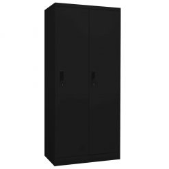 Garderobna omara črna 80x50x180 cm jeklo