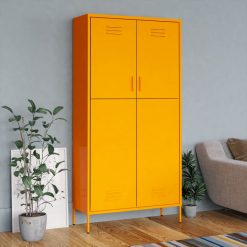 Garderobna omara gorčično rumena 90x50x180 cm jeklo