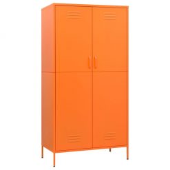 Garderobna omara oranžna 90x50x180 cm jeklo