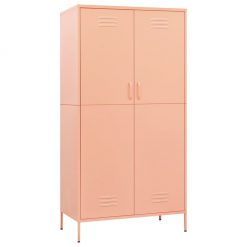 Garderobna omara roza 90x50x180 cm jeklo