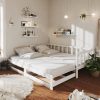 Izvlečna dnevna postelja 2x(90x200) cm bela trdna borovina