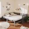 Izvlečna dnevna postelja 2x(90x200) cm siva trdna borovina