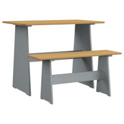 Jedilna miza s klopjo medeno rjava in siva trdna borovina