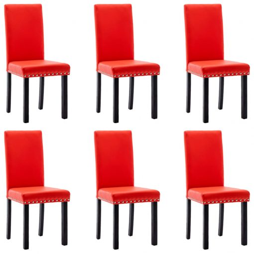Jedilni stoli 6 kosov rdeče umetno usnje