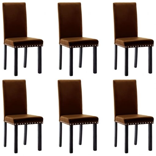 Jedilni stoli 6 kosov rjavo umetno usnje