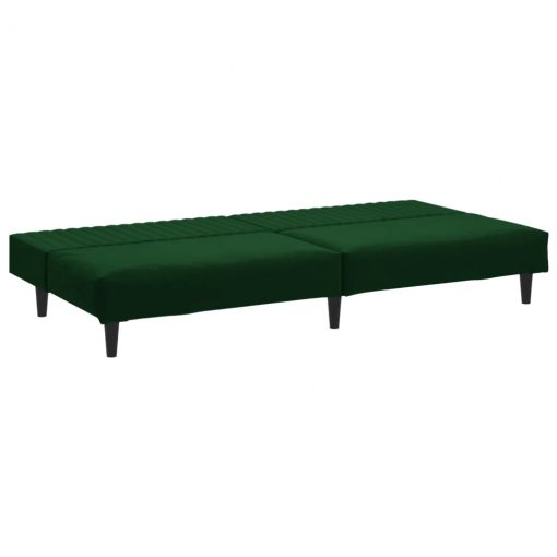 Kavč dvosed z ležiščem in stolčkom temno zelen žamet