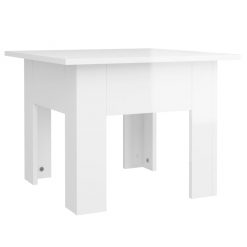 Klubska mizica visok sijaj bela 55x55x42 cm iverna plošča